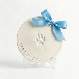 Pet Paw Print Ink Pad Keepsake – Clean Touch Memory Kit for Dogs & Cats – Makes 3 Ornaments, Ideal Gift