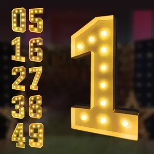 Luminous Number Backdrop Decoration, 1 Count Lighting Number 0-9 Mosaic Frame Foam Cardboard without Battery, Party Accessories, Led Lighted