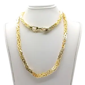 14k Yellow Gold Solid fine Byzantine Necklace Male