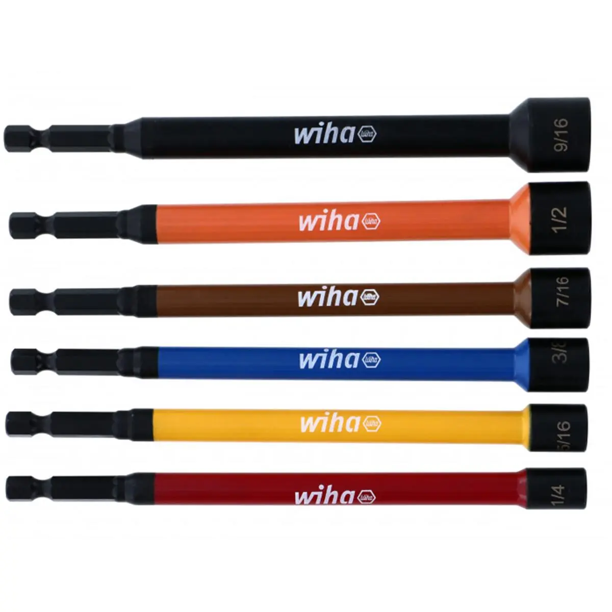 Wiha 70486 6-Piece SAE Magnetic Multi Nut Driver Set - Color-Coded Multi-Bit Tools for Cycling, Magnetic Screwdriver Tools for Outdoor Recreation Equipment