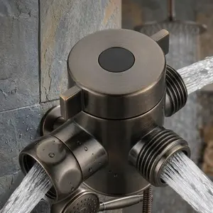 G1/2 threaded 3-in-1 Shower diverter Valve, Bidet sprayer 7 toilet Sprayer Adapter with Brass Core, tool-free installation, anti-rust design for bathroom