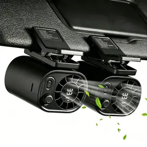 Joytutus Car Clip-On Portable USB Cooling Mini Fan - 360° Rotation, 100-Speed Stepless Adjustment, 1800mAh Rechargeable Battery, LED Display, Charging Button, Summer Personal Fan - Summervibes Fathers Day Gift, Cooling Fan