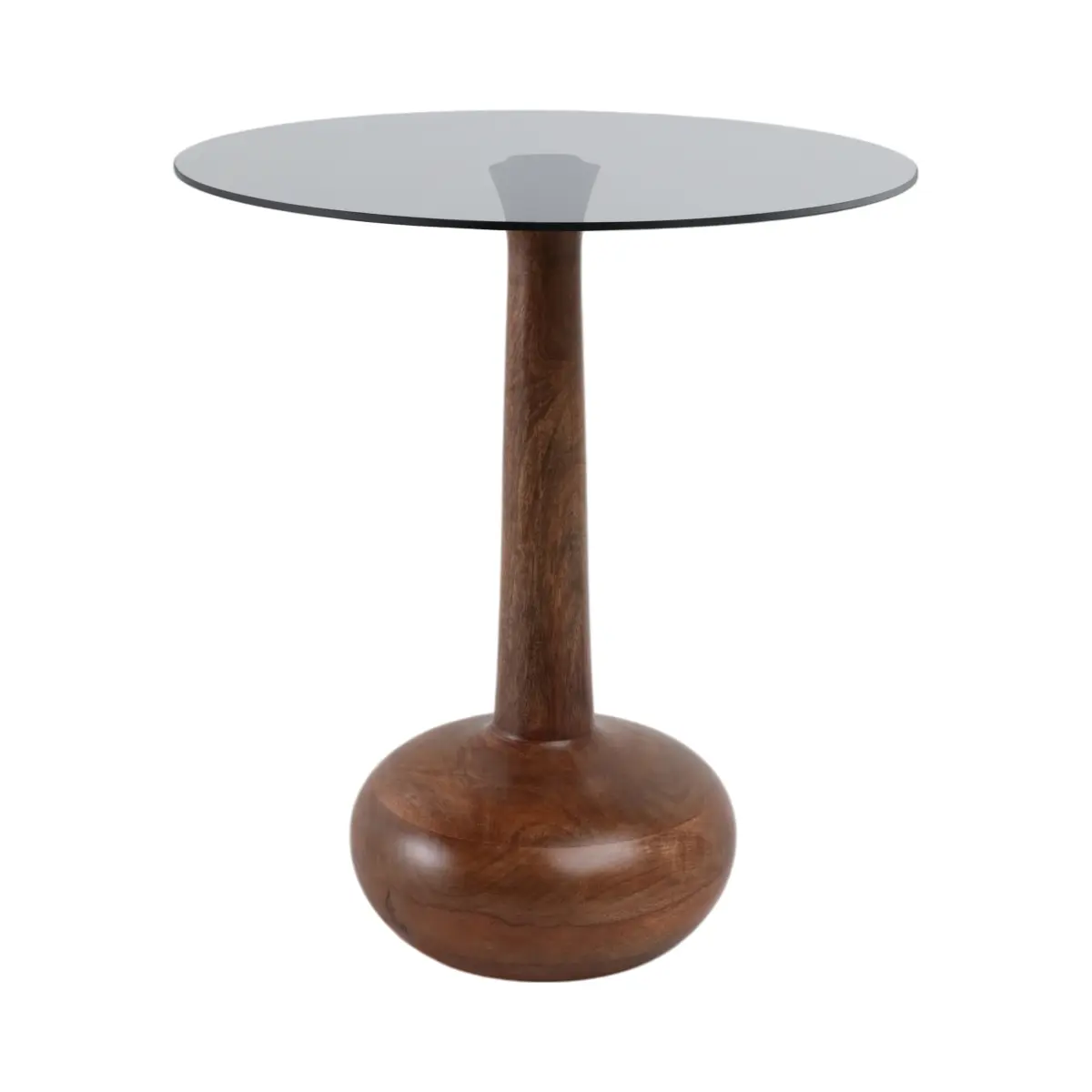 212 MAIN Teardrop Top Accent Table - Brown-Toned, Glass-Topped, Hardwood End Table, 21x18 in Acacia Wood Frame, Smoke Glass Tabletop, Brown Finish, Brown-Toned End Tables, Glass-Topped End Tables