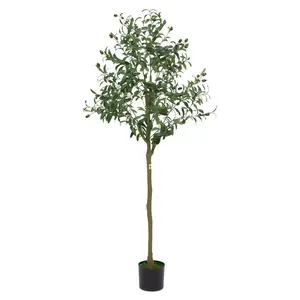 5FT/6FT/7FT Artificial Olive Tree Potted, Fake Black Olive Tree, Indoor Tall Artificial Plants for Living Room Home Office Store Indoor Outdoor Decor, Housewarming Gift Idea