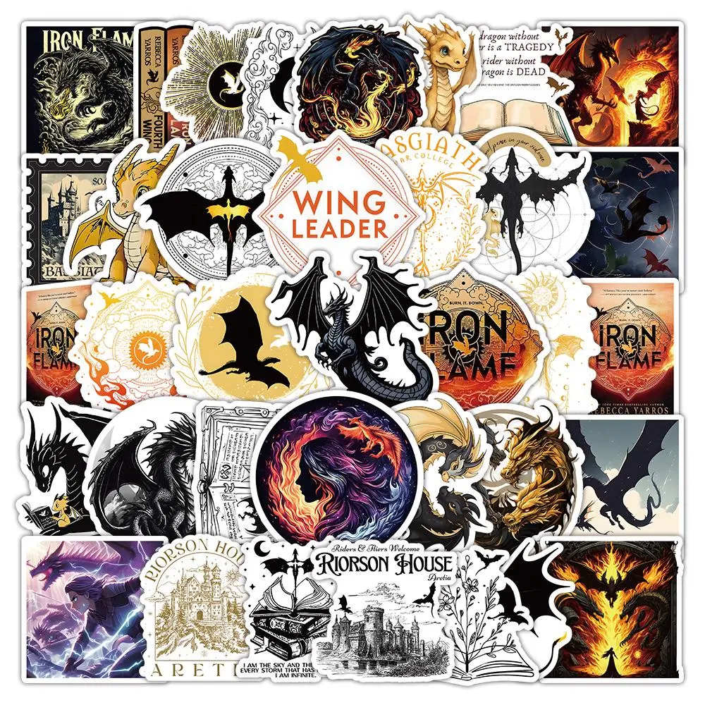 Fourth Wing Theme Sticker, 50pcs/set Waterproof Graffiti Sticker, Decorative Sticker for Guitar, Skateboard, Computer, Phone Case