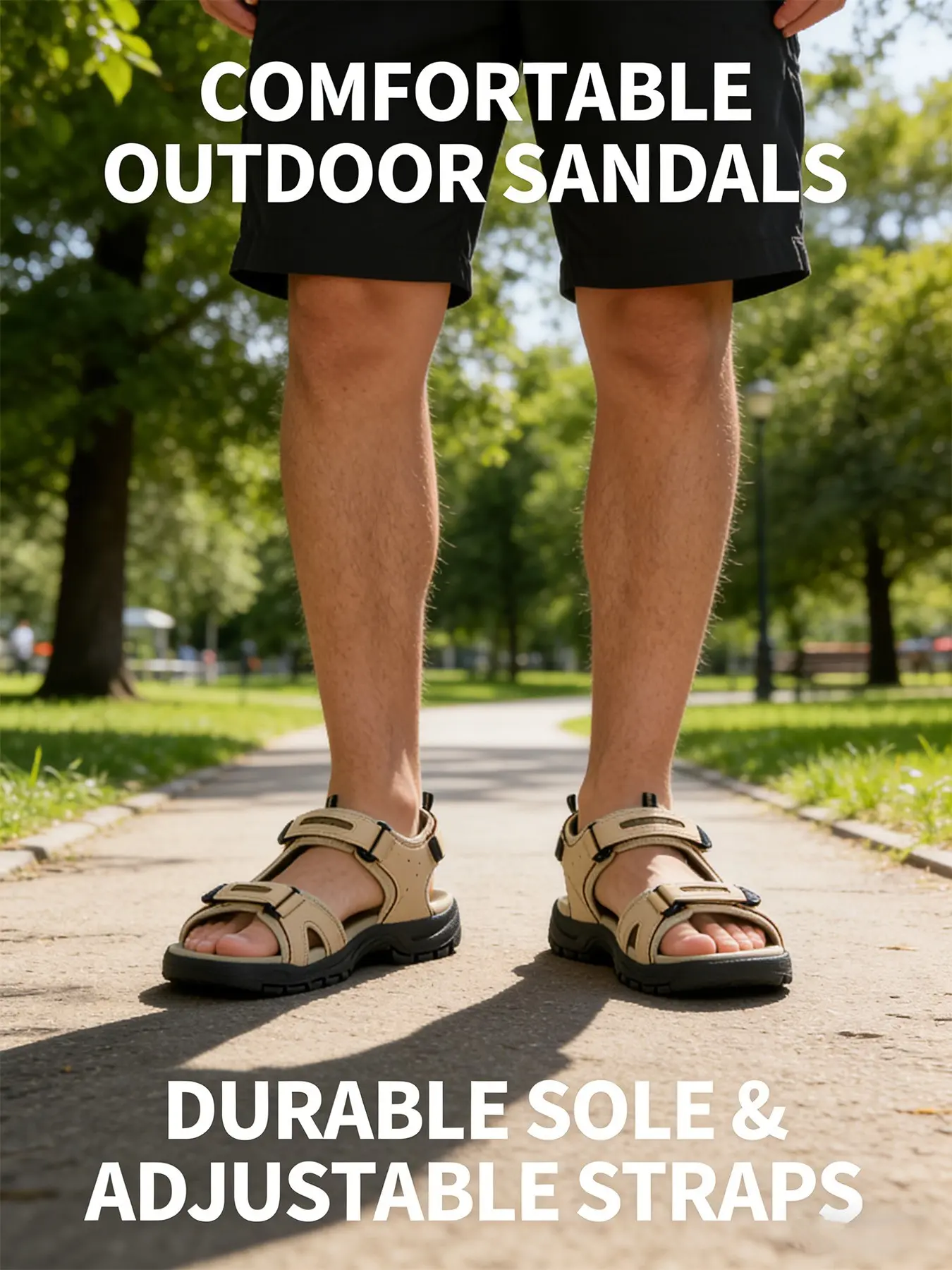 Men's Large Size Sport Sandals, Casual Outdoor Sandals, Summer Casual Beach Shoes, Fashionable Men's Velcro Slippers, Durable Design, Comfortable Stylish Footwear, Outdoor Sports Sandals