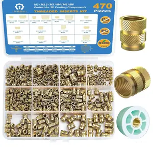 470 count Threaded Inserts,M2 M2.5 M3 M4 M5 M6 Brass Heat Set Insert,Metric knurled Nuts for  Printing Components and Plastic