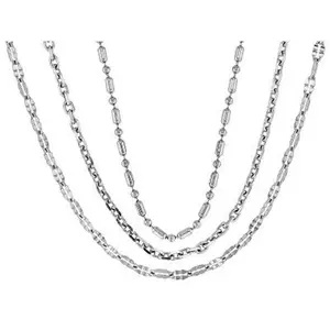 JTV Stainless Steel Bead, Cable, & Mirror Link 18 Inch Chain Set of 3