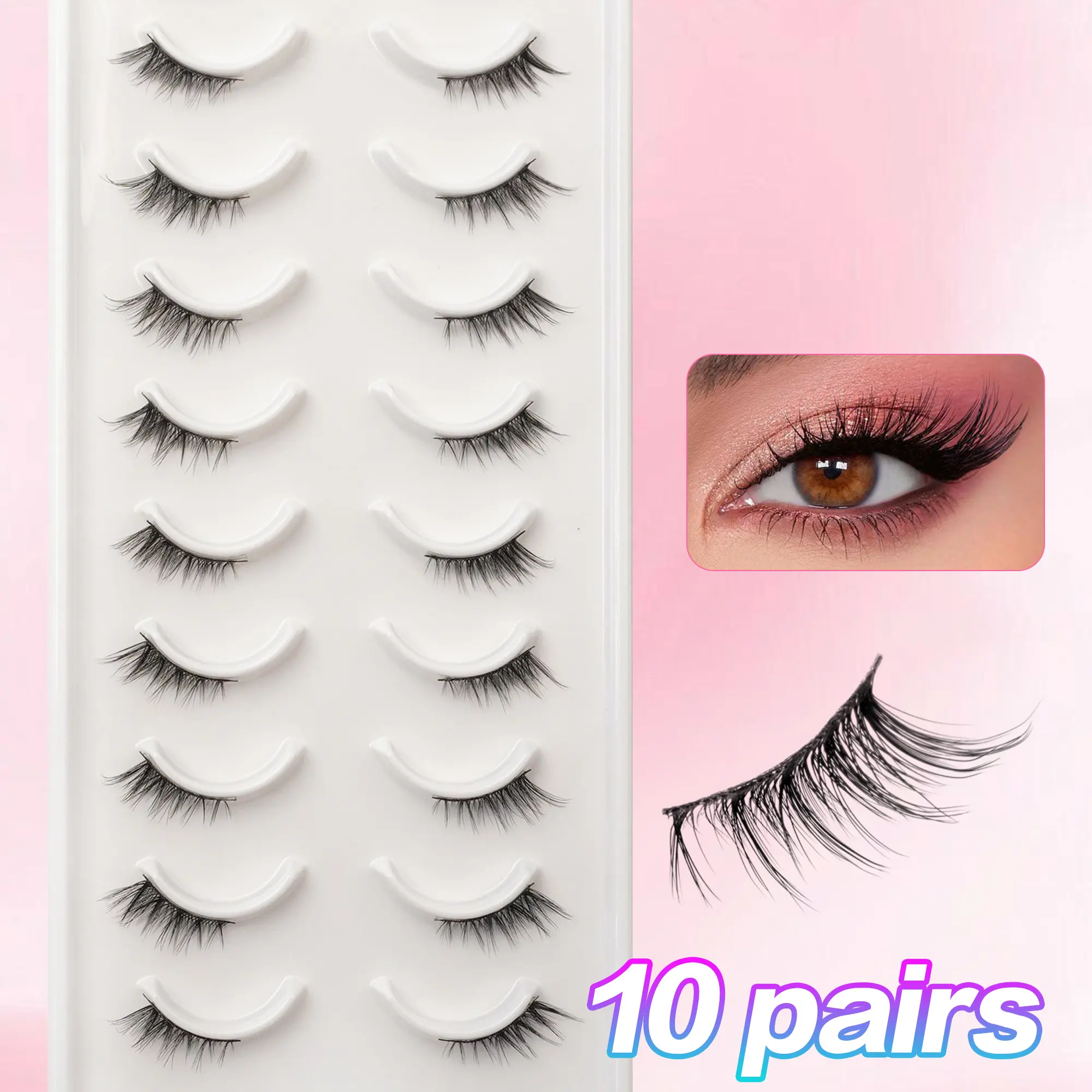3D Volumizing Mascara, 10 Pairs Pack, Soft & Comfortable, Low Sensitivity, Ideal for Daily Use, Beginner Friendly Makeup Essential, Volume Lash