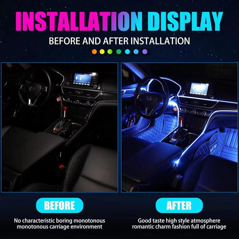 9-in-1 RGB Car Interior Ambient Light Kit – APP & Remote Control, Music Sync, Multicolor LED Lighting