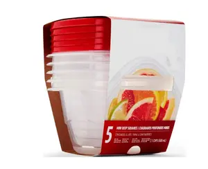2.1 Cup Square Food Storage Containers, 5 Pack