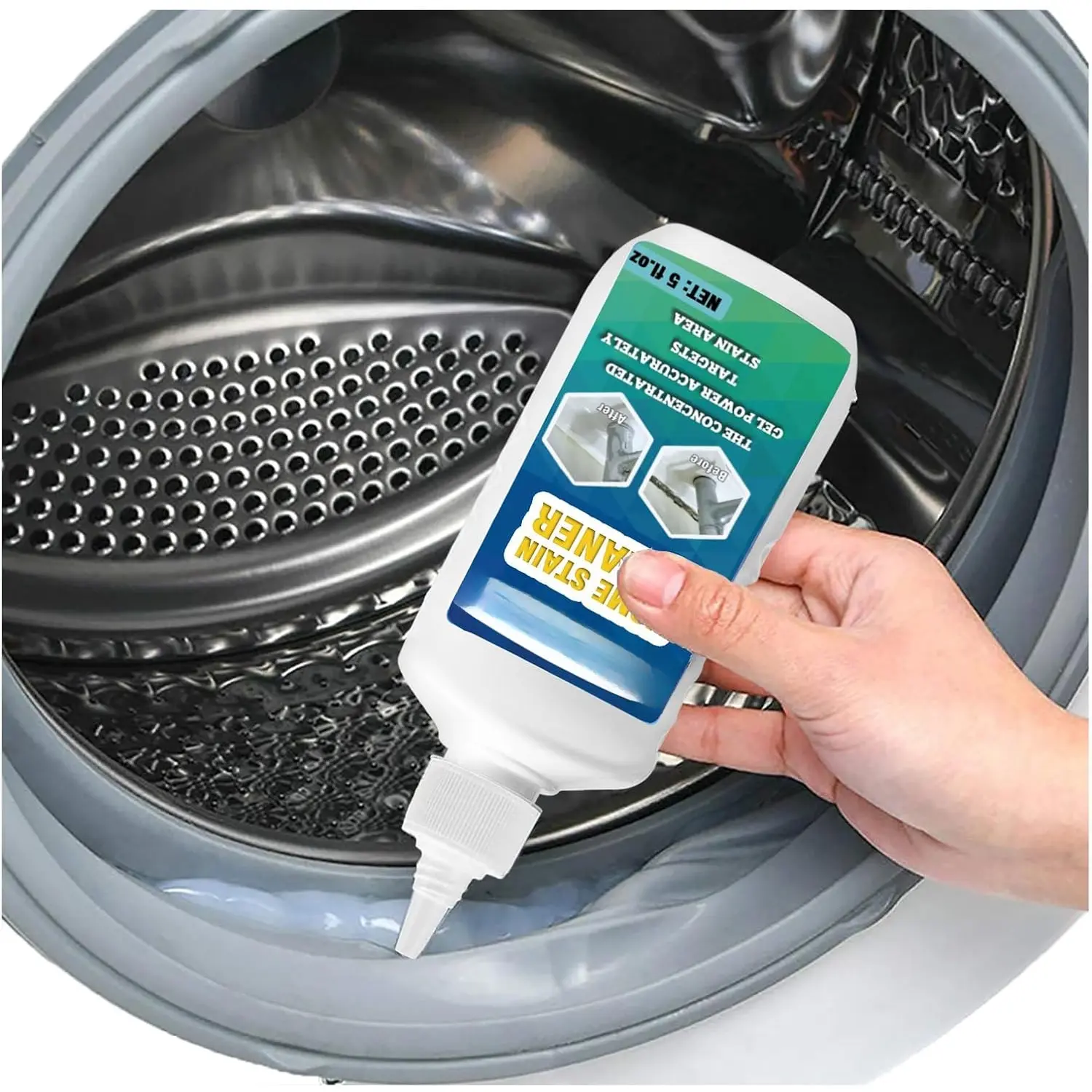 Mold Stain Cleaning Gel, 5 fl oz Multi-Surface Household Cleaner for Washing Machine Seals, Fridge Gaskets, Tile Grout, Sink, and Bathroom Use