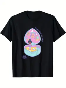 Polly Pocket Pocket-Sized Since 1989 Graphic Tees Casual Men's Top Vintage Funny T-shirt Crewneck Breathable