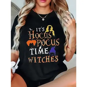Hocus Pocus Time Witches Raglan Sleeve Black T-Shirt for Women & Men USA Made 100% Cotton Breathable Everyday Wear Minimalist Style1LInyx shop