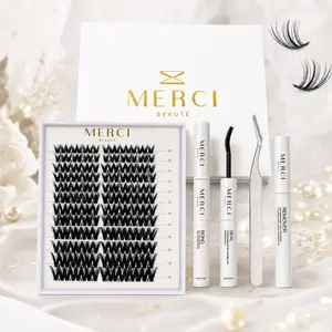 Elegant DIY Lash Extension Kit - 108 Clusters | Bond & Seal + Remover + Tweezers | Latex-Free | 10-18mm