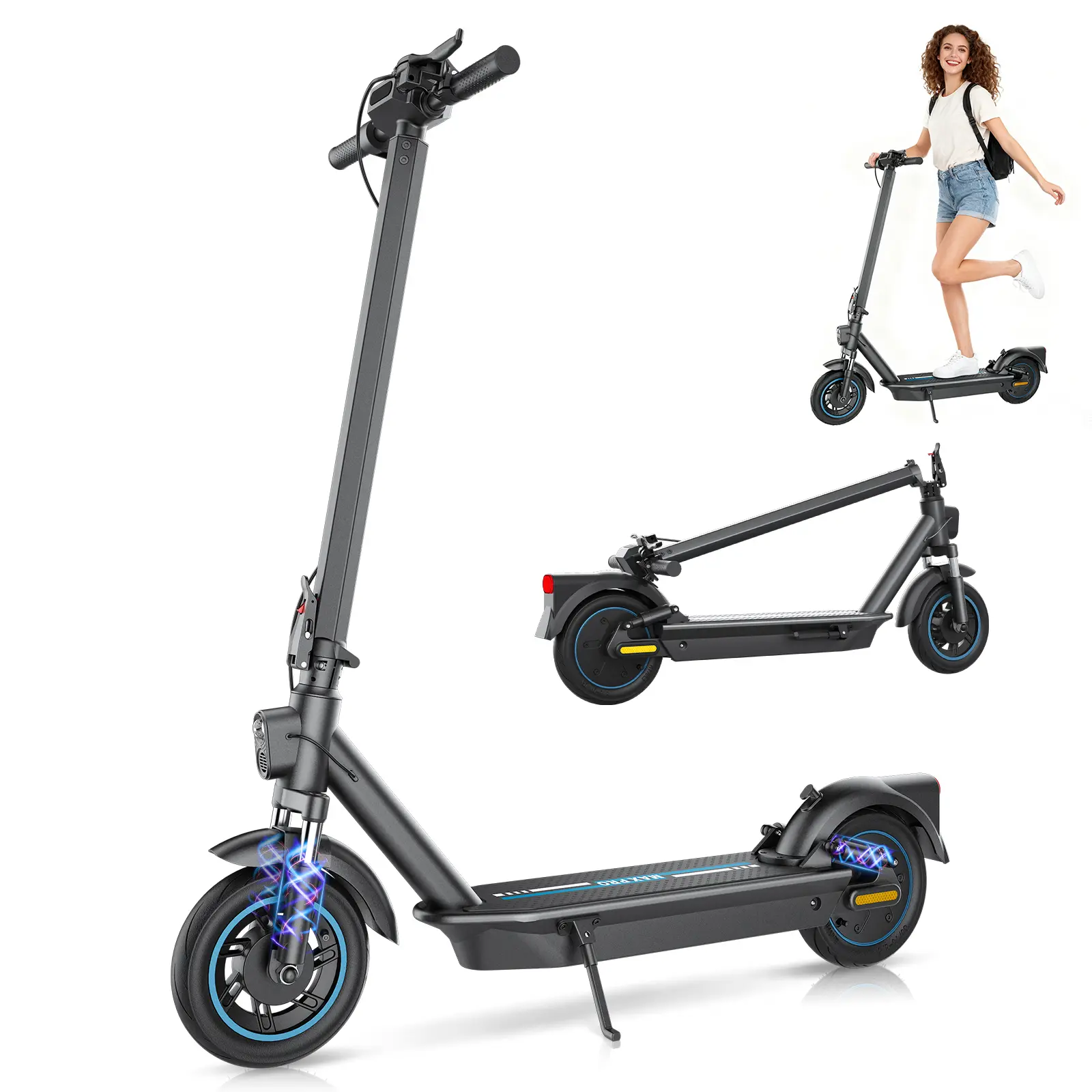 V10 MAX 500W High-Efficiency Motor Adult Electric Scooter - 45km/h Top Speed/Ultra-Long Range/10" Self-Sealing Tires/APP Control/Portable Folding