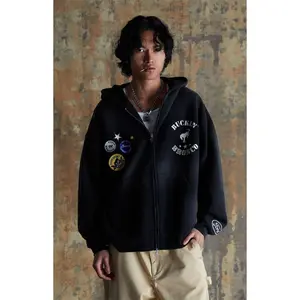 FORD Men's Black Buckin Bronco Full Zip Hoodie