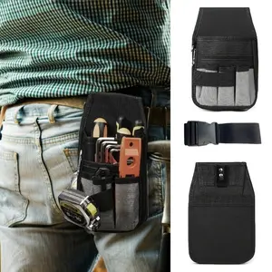Small Tool Bag Organizer Storage Pocket Belt with 5 Pockets, Multi-Functional Tool Pack for Hardware & Electrical Tools, Large Capacity Durable Waist Bag