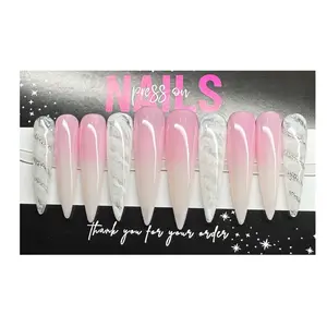 Beautiful Swirl Ombre Bling 10 PCS Handmade Acrylic Press On Nails - Customizable Sizes, Available in Various Shapes & Lengths
