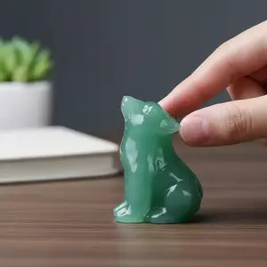 Wolf Design Crystal Ornament, Crystal Carving, 1 Count Mini Animal Shaped Decoration, Pocket Size Natural Stone Carved Statue for Home Office Car Decor
