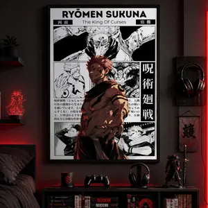 Sukuna Ryomen Jujutsu Kaisen Anime Poster, JJK Manga Wall Artwork Prints, Home Decor GiftCanvas Poster Wall Decor, Room Decorations, Funky Home Decor,anime wall art,bedroom canvas poster