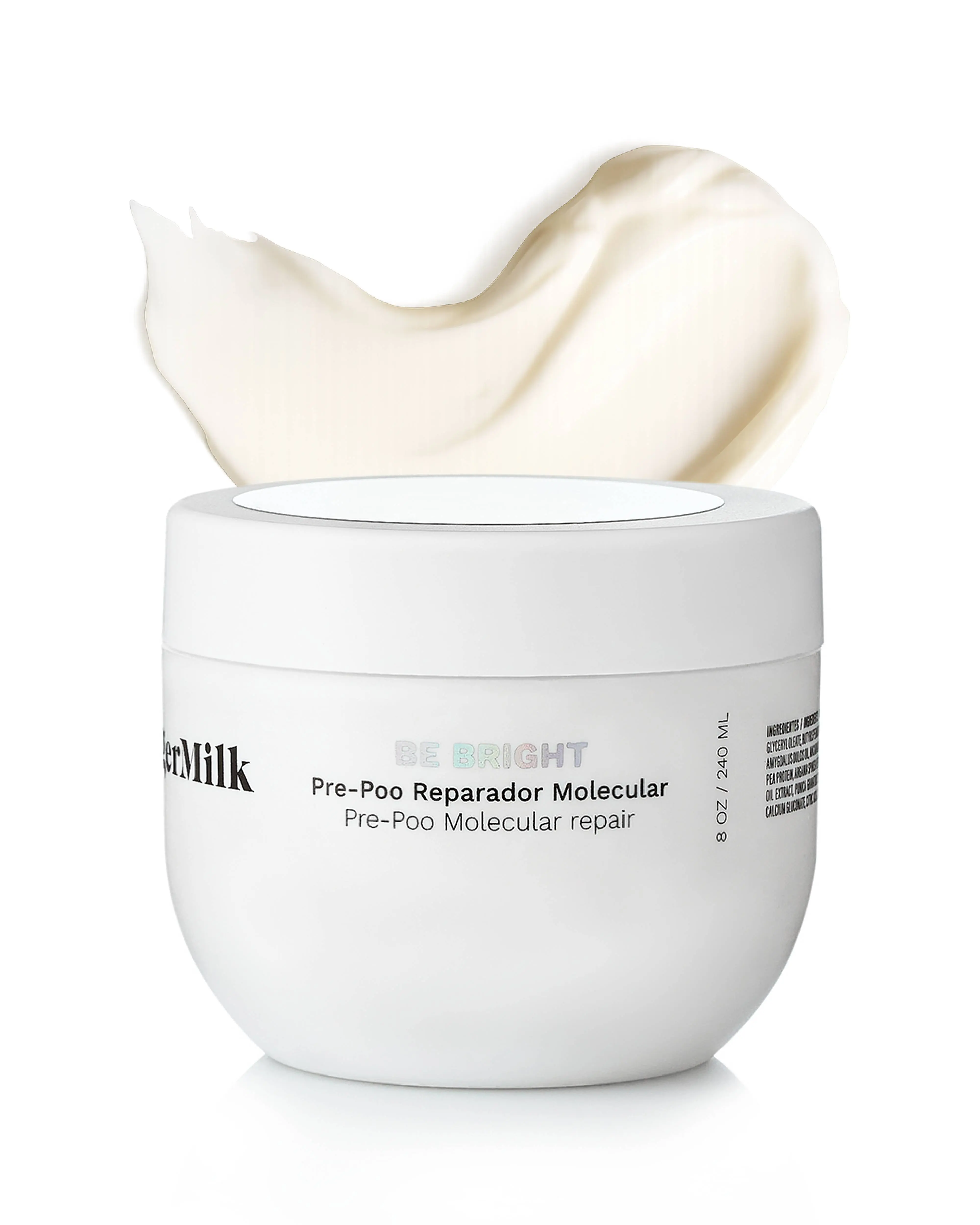 Pre-Poo Molecular Repair Treatment, Be Bright | Pre-Wash Strengthening & Repairing Care with Keratin, Hyaluronic Acid & Argan for Dry, Damaged & Over-Processed Hair | 8 oz / 240 ml | Ginger Milk