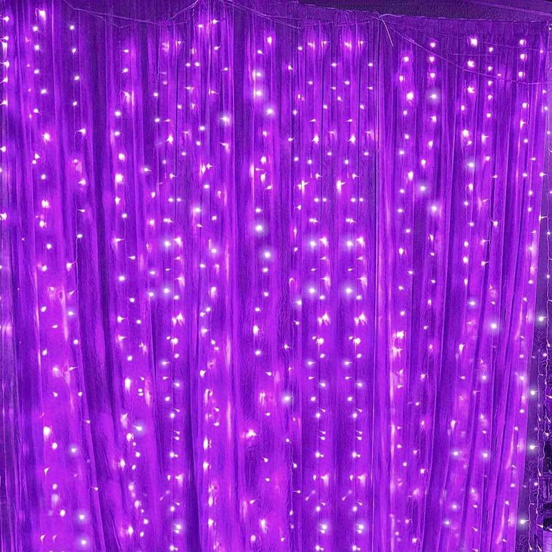 1set 9.84ft LED Curtain Fairy Lights, 300 LED Remote Control Curtain Lights, Plug In Fairy Curtain Lights, Window Wall Hanging Curtain String Lights for Bedroom Backdrop Wedding Party Xmas Indoor Decoration-Decorative
