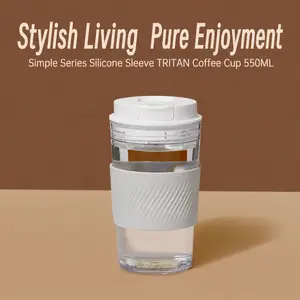 MINISO Simple Series Silicone Cup Sleeve | Tritan Coffee Cup, Spill-Proof & Heat-Resistant Drinkware
