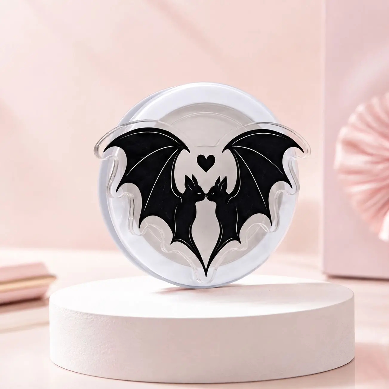 Romantic Bat Couple Acrylic Phone Grip - Aesthetic Black Gothic Phone Stand for Trendy Smartphone Decor and Secure Grip