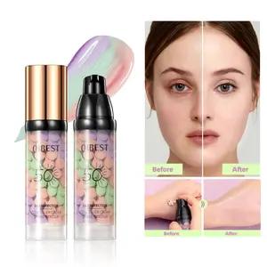 Three-Color Protective Isolation Cream with SPF 50 Coverage, Brightening & Oil-Control Moisturizer for Color Correction, Waterproof & Sweatproof Makeup Base,Mother's Day Gift Cosmetic Moisturizing Moisture Hydrating Hydrate