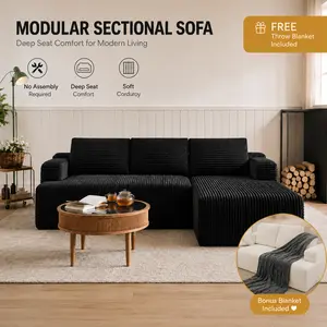 【2 Packages Shipping] L-Shape Plush Corduroy Velvet Modern Sofa with Deep Seat, Upholstered Couches for Living Room & Bedroom, No Assembly Required,tiktokshopmemorialday