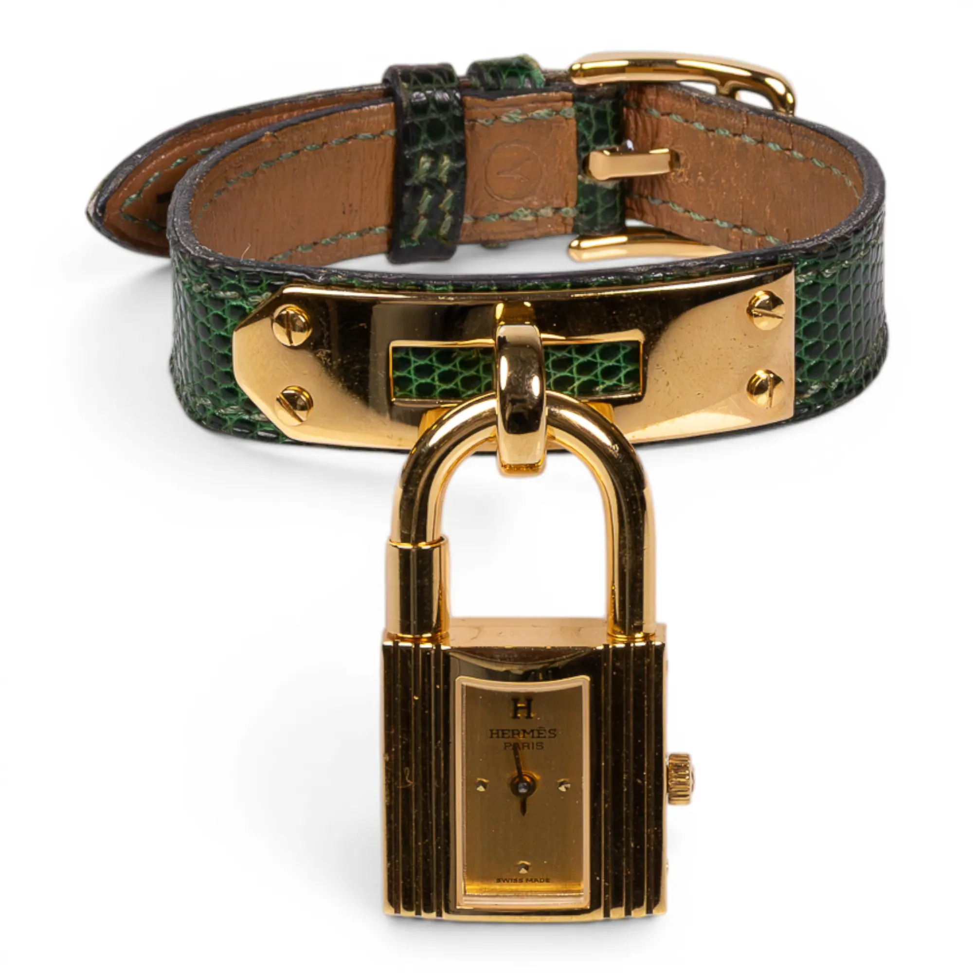 Hermes Kelly Watch Green Lizard H26060013