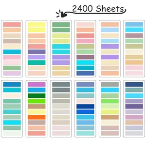 12 Colors Index Labels Paper, 2400 Sheets, Writeable Markers, Student Use, Transparent Page Indicators, Strong Adhesive, Self Adhesive Label, Reusable, Sticky Labels