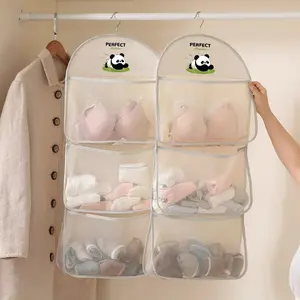 2 PCS New underwear, panty, and sock storage hanging bag — mesh pocket for wardrobe door or wall mounting; a handy home item