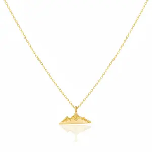 18K Gold Plated Mountain Range Pendant Necklace