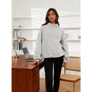 Trendy Queen Women's Oversized Turtleneck Hoodie - 2025 Long Sleeve Fleece Pullover for Fall Fashion