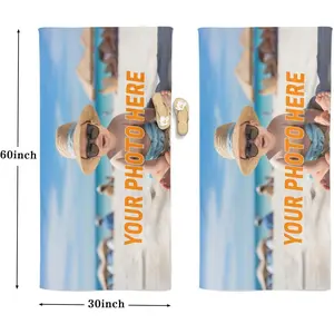 Clearance -Custom Beach Towel with Photo & Text, Lightweight Personalized Bath Towel, 30" x 60", Birthday for Beach & Pool Lovers