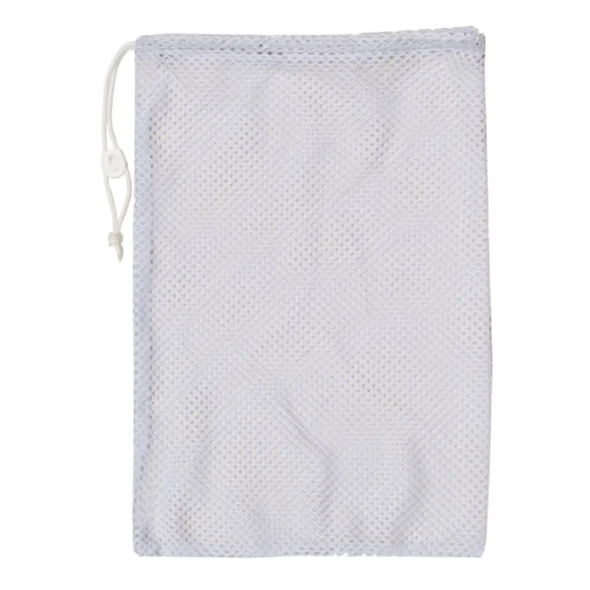 CHAMPION High-Quality Heavy-Duty Nylon Mesh Equipment Bag with Mesh Pattern, 12"x18", Drawstring Cord Secure Closure, Lock, ID Tag for Lacrosse, Ball Sports, Keeps Loose Items Secure, White, Lacrosse Gear