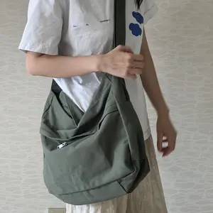 1pc Extra Large Canvas Crossbody Tote Bag With Pockets For Women And Men, Shoulder Hobo Messenger Bags For Work And Travel