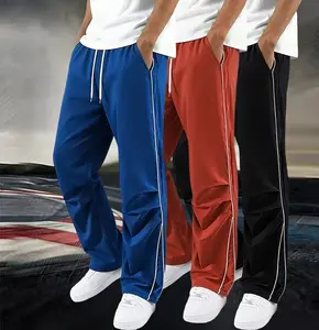 Men’s fashion casual pants with a drawstring waist, versatile for everyday wear, featuring pocket design and side stripes, available in multiple colors, suitable for outdoor activities., Activewear, Sportswear,summervibes