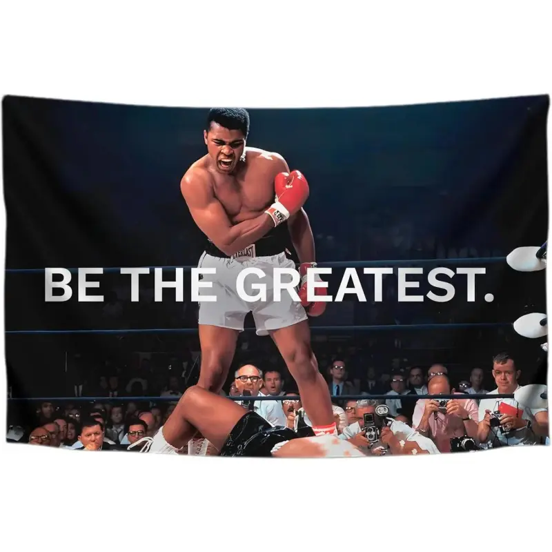 Be the Greatest Flag - Ali Motivational Gym Tapestry Home Wall Hangg - Home Wall Posters for Guys and Man - Muhammad Cool Motivation Banners Decorations Outdoors or Indoors for Boys