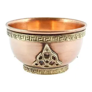 3" Handmade Triquetra Copper Offering Bowl - Indian Craft Altar Smudge Pot, Bowl for Percussion Instrument Accessories, Handmade Bowl
