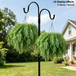 5PCS Artificial Boston Fern Plants UV Resistant Fake Greenery Faux Ferns, Lifelike Fake Plant, Realistic Lush Leaves No Fade Evergreen for Outdoor Indoor Hanging Basket Planter Patio Yard Porch Garden Home Office Balcony Farmhouse Decor