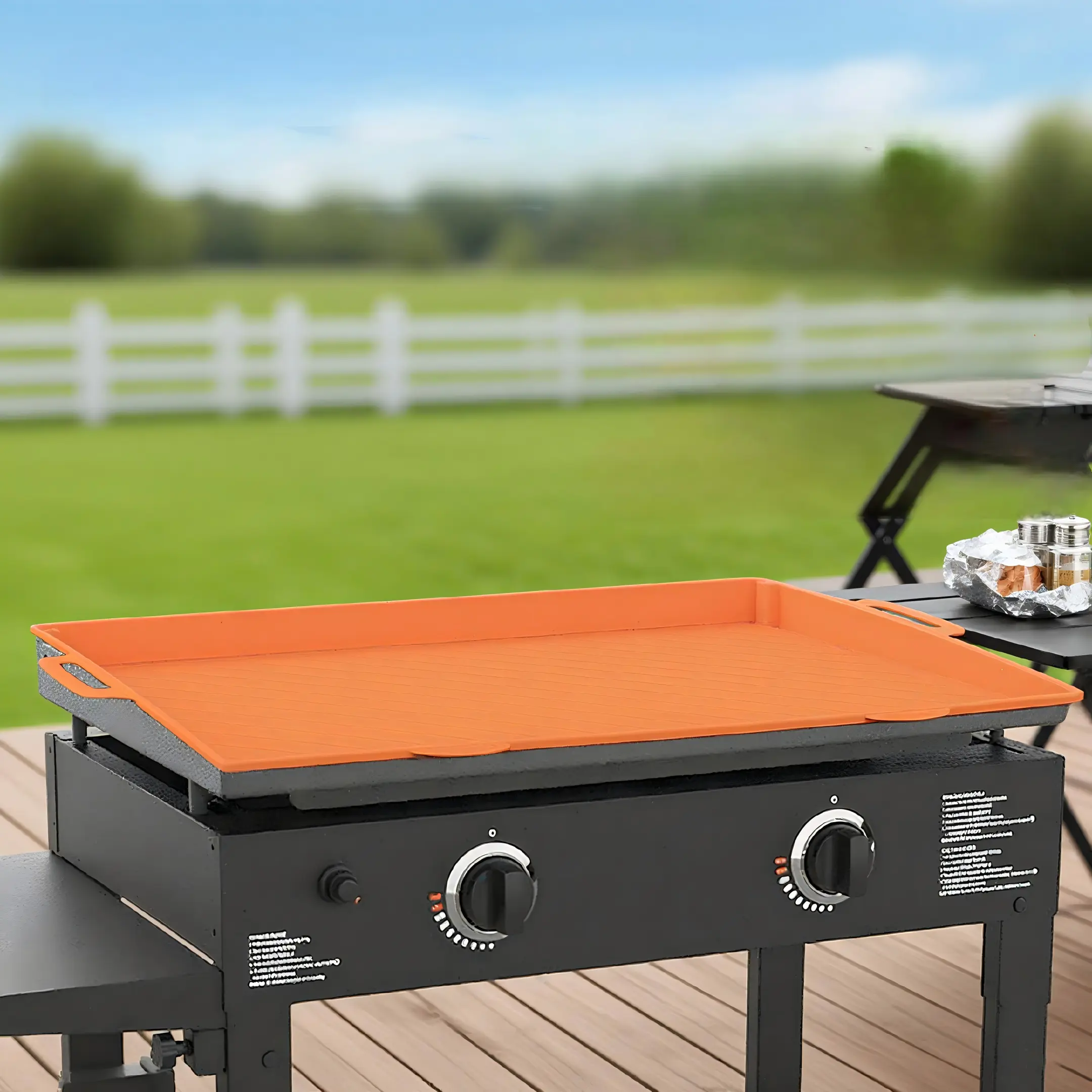 TRZZ 22IN 28IN 36IN Food-Grade Silicone Griddle Cover Mat for Blackstone Grills Heat-Resistant Anti-Slip Easy Clean Durable Outdoor Cooking Utensils - Kitchen Barbecue Accessories Kitchenware Home Wooden
