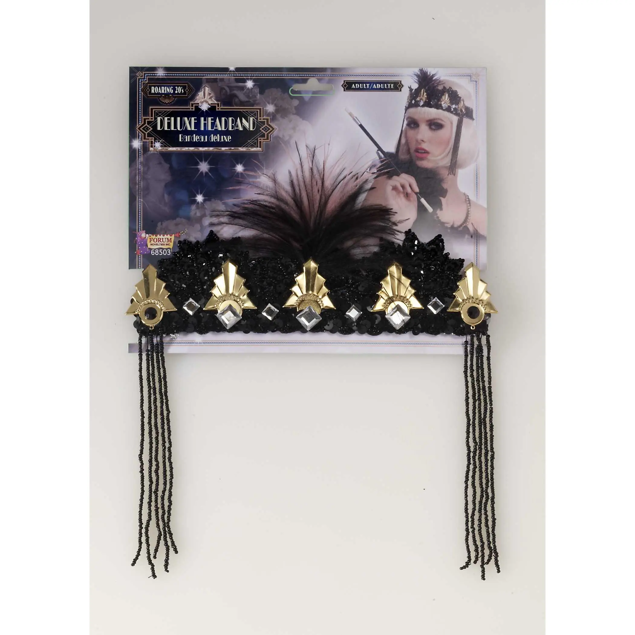 1920's Black and Gold Flapper Headband Costume Accessory