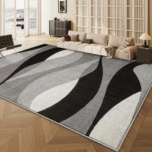 Velvet Rug with Simple Striped Design, Soft and Skin-Friendly, Comfortable Foot Feel, Modern Fashion, Suitable for Living Room and Bedroom, Modern Area Rug