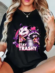 100% Cotton Funny Stay Trashy Raccoons Opossums Possums Animals Lover T-Shirt