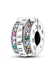 Rhinestone & Letters Decorated Clasp Clip Design Bead, Letter Charm Beaded, Fashionable DIY Jewelry for Bracelet Making, Cute DIY Jewelry for Women & Girls' Birthday Gift