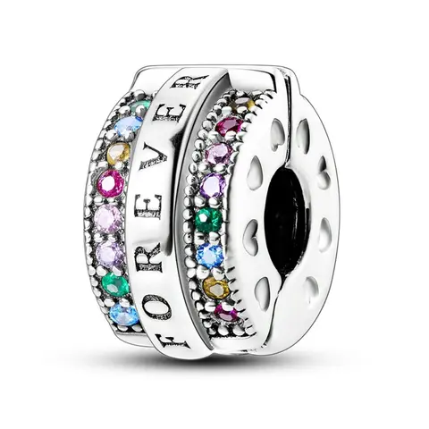 Rhinestone & Letters Decorated Clasp Clip Design Embellished Beaded Bead, Beads for Bracelets, Letter Beads, Letter Charm Beaded, Fashionable DIY Jewelry for Bracelet Making, Cute DIY Jewelry for Women & Girls' Birthday Gift