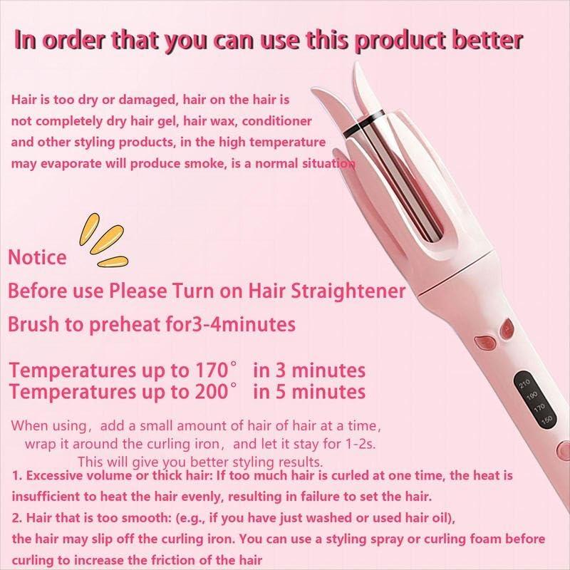 Electric Hair Curler, 4-Speed Temperature Controlled Adjustable Curler, LED Screen Curling Iron, Automatic Hair Curler, Cordless Hair Straightener